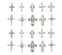 Ipotkitt Breloques de style tibétain alphabet de voyage pour tarot, nœud croix, fleur, pistolet, planète, vampire, poisson, tortue pour loisirs créatifs, bijoux, Métal, Pas de gemme