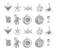 Ipotkitt Breloques de style tibétain alphabet de voyage pour tarot, nœud croix, fleur, pistolet, planète, vampire, poisson, tortue pour loisirs créatifs, bijoux, Métal, Pas de gemme