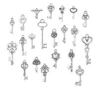 Ipotkitt Breloques de style tibétain alphabet de voyage pour tarot, nœud croix, fleur, pistolet, planète, vampire, poisson, tortue pour loisirs créatifs, bijoux, Métal, Pas de gemme