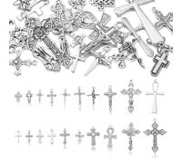 Ipotkitt Breloques de style tibétain alphabet de voyage pour tarot, nœud croix, fleur, pistolet, planète, vampire, poisson, tortue pour loisirs créatifs, bijoux, Métal, Pas de gemme