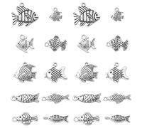 Ipotkitt Breloques de style tibétain alphabet de voyage pour tarot, nœud croix, fleur, pistolet, planète, vampire, poisson, tortue pour loisirs créatifs, bijoux, Métal, Pas de gemme