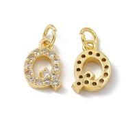 Ipotkitt Breloques en laiton doré en forme de lettre de l'alphabet avec anneau ouvert pour la fabrication de bijoux, bracelets, colliers, boucles d'oreilles, Laiton, Pas de gemme