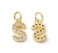 Ipotkitt Breloques en laiton doré en forme de lettre de l'alphabet avec anneau ouvert pour la fabrication de bijoux, bracelets, colliers, boucles d'oreilles, Laiton, Pas de gemme