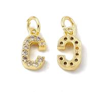 Ipotkitt Breloques en laiton doré en forme de lettre de l'alphabet avec anneau ouvert pour la fabrication de bijoux, bracelets, colliers, boucles d'oreilles, Laiton, Pas de gemme