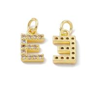 Ipotkitt Breloques en laiton doré en forme de lettre de l'alphabet avec anneau ouvert pour la fabrication de bijoux, bracelets, colliers, boucles d'oreilles, Laiton, Pas de gemme