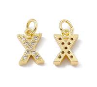 Ipotkitt Breloques en laiton doré en forme de lettre de l'alphabet avec anneau ouvert pour la fabrication de bijoux, bracelets, colliers, boucles d'oreilles, Laiton, Pas de gemme