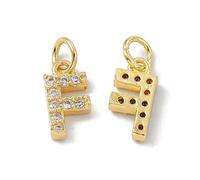 Ipotkitt Breloques en laiton doré en forme de lettre de l'alphabet avec anneau ouvert pour la fabrication de bijoux, bracelets, colliers, boucles d'oreilles, Laiton, Pas de gemme