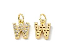 Ipotkitt Breloques en laiton doré en forme de lettre de l'alphabet avec anneau ouvert pour la fabrication de bijoux, bracelets, colliers, boucles d'oreilles, Laiton, Pas de gemme