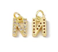 Ipotkitt Breloques en laiton doré en forme de lettre de l'alphabet avec anneau ouvert pour la fabrication de bijoux, bracelets, colliers, boucles d'oreilles, Laiton, Pas de gemme