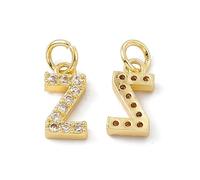 Ipotkitt Breloques en laiton doré en forme de lettre de l'alphabet avec anneau ouvert pour la fabrication de bijoux, bracelets, colliers, boucles d'oreilles, Laiton, Pas de gemme
