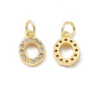 Ipotkitt Breloques en laiton doré en forme de lettre de l'alphabet avec anneau ouvert pour la fabrication de bijoux, bracelets, colliers, boucles d'oreilles, Laiton, Pas de gemme