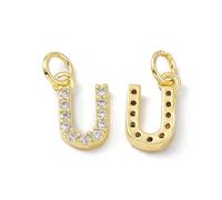 Ipotkitt Breloques en laiton doré en forme de lettre de l'alphabet avec anneau ouvert pour la fabrication de bijoux, bracelets, colliers, boucles d'oreilles, Laiton, Pas de gemme