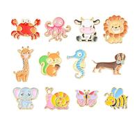 Ipotkitt Clover Animal Appareil photo Musique Ailes de perroquet Vintage Café Croix Fleur Feuille Coeur Étoile Pins pour Femmes Hommes Sac à Dos Vêtements, Métal