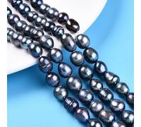 Ipotkitt Environ 33 perles naturelles de culture d'eau douce teintées en forme de riz noir de 9 à 10 mm pour fabrication de bracelets, colliers, bijoux, loisirs créatifs