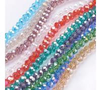 Ipotkitt Lot de 10 brins d'environ 1050 perles rondes et plates à facettes pour la fabrication de bijoux, bracelets, colliers, boucles d'oreilles, porte-clés, travaux manuels