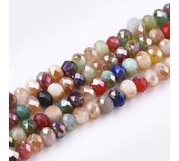 Ipotkitt Lot de 10 fils de perles rondes à facettes en verre galvanisé de 3 mm pour fabrication de bijoux, bracelets, boucles d'oreilles, colliers, travaux manuels