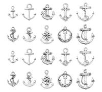 Ipotkitt Lot de 100 breloques ancre nautique 10 styles antiques pour la fabrication de bijoux et bracelets, Métal, Pas de gemme