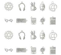 Ipotkitt Lot de 100 breloques en alliage argenté vieilli de style tibétain pour clavier, ordinateur portable, Internet pour bricolage, bijoux, artisanat, bracelet, boucles d'oreilles, collier