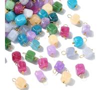 Ipotkitt Lot de 100 breloques en dolomite naturelle de couleurs assorties - Breloques en pierre naturelle carrées peintes - Breloques en pierre naturelle pour chakra pour la fabrication de colliers et