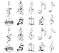 Ipotkitt Lot de 100 breloques en forme de note de musique de style antique - 10 styles - Pour fabrication de bijoux - Pour loisirs créatifs, colliers, boucles d'oreilles, bracelets