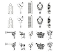 Ipotkitt Lot de 100 breloques style ancien pour salon de coiffure - 10 styles - Pour colliers, bracelets, bijoux, loisirs créatifs