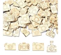 Ipotkitt Lot de 100 découpes aléatoires en bois pour appareil photo Motif floral Blanc