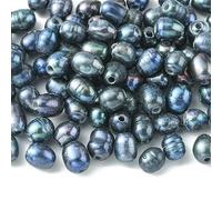 Ipotkitt Lot de 100 perles de culture d'eau douce naturelles noires de 7 à 10 mm à grand trou de 1,8 mm pour la fabrication de bijoux