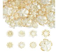 Ipotkitt Lot de 160 pièces 8 styles de perles en plastique ABS avec capuchons imitation coquillage, capuchons à fleurs de cerisier bronzés pour la fabrication de bijoux et bouquets DIY