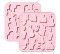 Ipotkitt Lot de 2 moules à biscuits en silicone rose en forme de note de musique pour la fabrication de gâteaux au chocolat, pudding et mousse