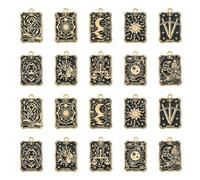 Ipotkitt Lot de 20 breloques rectangulaires en émail sur le thème du tarot - Doré clair - Halloween - Gothique magique - Pour loisirs créatifs, porte-clés, boucles d'oreilles, bijoux