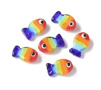 Ipotkitt Lot de 20 perles colorées faites à la main en forme de poisson, océan, animaux marins, animaux, perles d'espacement en verre pour loisirs créatifs, fabrication de bijoux, bracelets, colliers