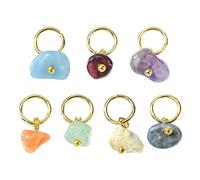 Ipotkitt Lot de 210 Pièces - 7 Styles de Charms en Pierre Naturelle - Breloques de Guérison en Pierre Précieuse avec Anneau à Ressort pour la Fabrication de Bijoux DIY