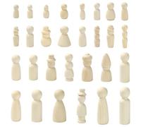 Ipotkitt Lot de 29 figurines de marionnettes en bois naturel brut de 29 styles pour bricolage, peinture, maison, bureau, voiture, paysage, décoration de table