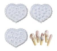 Ipotkitt Lot de 3 moules en silicone pour nail art en forme de cœur - Pour manucure et résine UV - 3 tailles