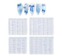 Ipotkitt Lot de 4 moules en silicone pour nail art en forme de nœud papillon assortis pour résine UV gel manucure artisanat