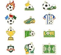 Ipotkitt Lot de 48 breloques en alliage émaillé - 12 styles - Trophée de la Coupe du monde de football 2026 - Pour bijoux, bracelets, loisirs créatifs, colliers, boucles d'oreilles, porte-clés