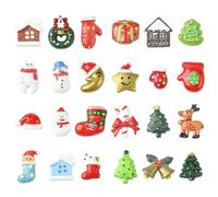 Ipotkitt Lot de 48 cabochons en résine sur le thème de Noël - 24 styles - Motif cerf - Bonhomme de neige - Perles sans trou - Pour loisirs créatifs, bijoux, épingles à cheveux, téléphone, bracelets