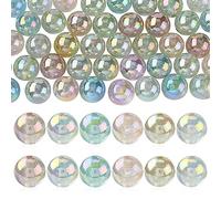 Ipotkitt Lot de 50 grosses perles rondes en acrylique transparent de 16 mm de couleur AB pour collier, bracelet, stylo