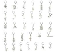 Ipotkitt Lot de 62 marqueurs de point en métal à verrouillage sur le thème de la musique - 31 styles - Notes de musique - Piano - Argent antique - Breloques vintage pour loisirs créatifs et couture