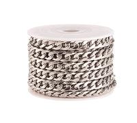 Ipotkitt Rouleau de chaînes à maillons cubains non soudées en acier inoxydable 304 avec bobine pour accessoires de bricolage - 7,5 x 2 mm - 5 m