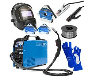 IPOTOOLS MIG-160ER SET IGBT Inverter Poste à souder mig sans gaz poste a souder mig avec gaz 160 Amp également Electrodes en baguette/MMA/Poste a souder fil fourré / 230 V