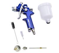 IPOTOOLS Mini pistolet à peinture HVLP 0,5 mm + buse 1,0 mm - Système de pulvérisation professionnel H2000 avec gobelet en plastique de 125 ml et buse en acier inoxydable 0,5 mm + jeu de buses 1,0 mm