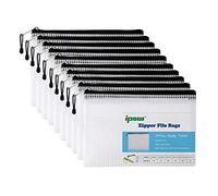 ipow 10 Pcs A5 Pochette à document/Sac de Fichier en Plastique Pvc Zip,Organiser Papiers ou petits Objets Divers des Fournitures,Cosmétiques et Accessoires de Voyage etc - Semi-Transparent