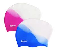 ipow 2Pcs Bonnet de Bain Femme Extensible/Bonnet Piscine Femme Cheveux Long/Bonnet de Douche en Silicone Etanche pour Femmes/Hommes/Adultes Unisexe pour Piscine Aquagym Plongée Nageurs