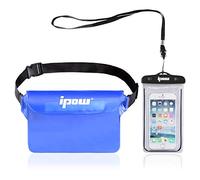 ipow 2PCS IPX8 Plongée Sac Étanche avec Pochette Téléphone Étanche Ceinture Ajustable Bande Réfléchissante Touche Sensible pour iPhoneXS/XR,Mate 20,iPad,protéger l’Argent à la Piscine/Natation/Plage