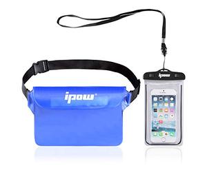 ipow 2PCS IPX8 Plongée Sac Étanche avec Pochette Téléphone Étanche Ceinture Ajustable Bande Réfléchissante Touche Sensible pour iPhoneXS/XR,Mate 20,iPad,protéger l’Argent à la Piscine/Natation/Plage