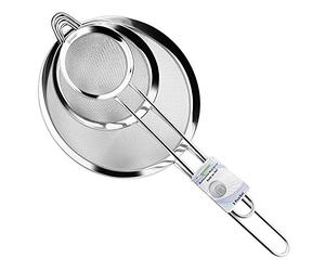 ipow 3 Pcs Passoire cuisine/Tamis la Farine en Acier Inox avec Poignée Mailles Fine 7cm,12cm et 18cm pour Poudre Pâtisserie égoutter Nouille/Riz passer Sauces Filtrer sur Bol/Bassin Manche pour l'accrocher