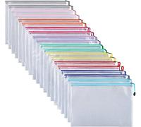 ipow 30 Pcs A5 Pochette à Document/Sac de Fichier en Plastique PVC Mesh Zip Classeur Dossier Chemise Imperméable, Ranger Papiers ou Fournitures,Voyage,Bureau Accessoires etc - Multicolore