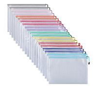 ipow 30 Pcs A5 Pochette à document/Sac de Fichier en Plastique Pvc Zip,Organiser Papiers ou petits Objets Divers des Fournitures,Cosmétiques et Accessoires de Voyage etc - multicolore