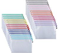 ipow 30 Pcs A6 Pochette à Document/Sac de Fichier en Plastique PVC Mesh Zip Classeur Dossier Chemise Imperméable, Ranger Papiers ou Fournitures,Voyage,Bureau Accessoires etc - Multicolore
